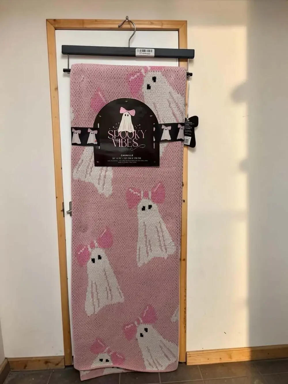 Rachel Zoe Spooky Vibes Pink Chenille Ghost Throw Blanket